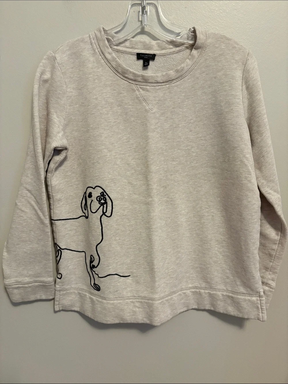 Talbots Light Cream Sweatshirt with Black Dog Outline